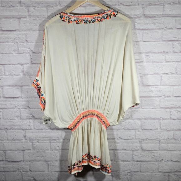 R Altar'd State Boho Embroidered Cream Cover Up Tunic Colorful NWT Womens Size S - Picture 6 of 9